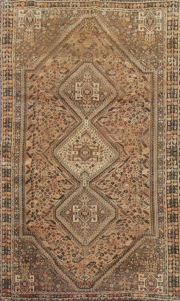 Antique Distressed Shiraz Persian Area Rug 6x9