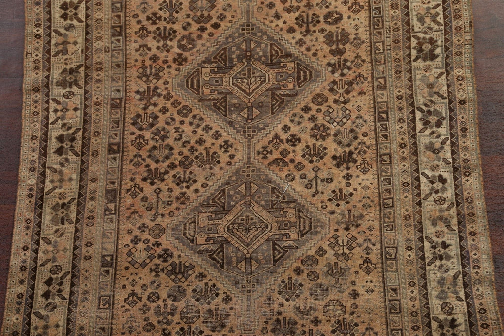 Antique Hand-Knotted Shiraz Persian Area Rug 5x7