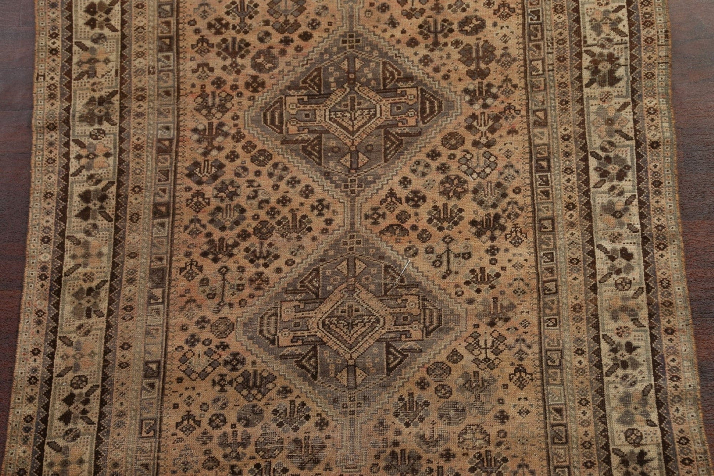 Antique Hand-Knotted Shiraz Persian Area Rug 5x7