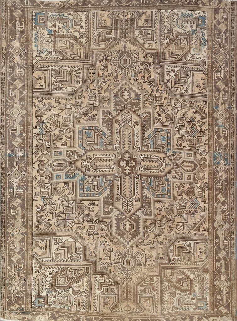 Hand-Knotted Heriz Persian Area Rug 7x9