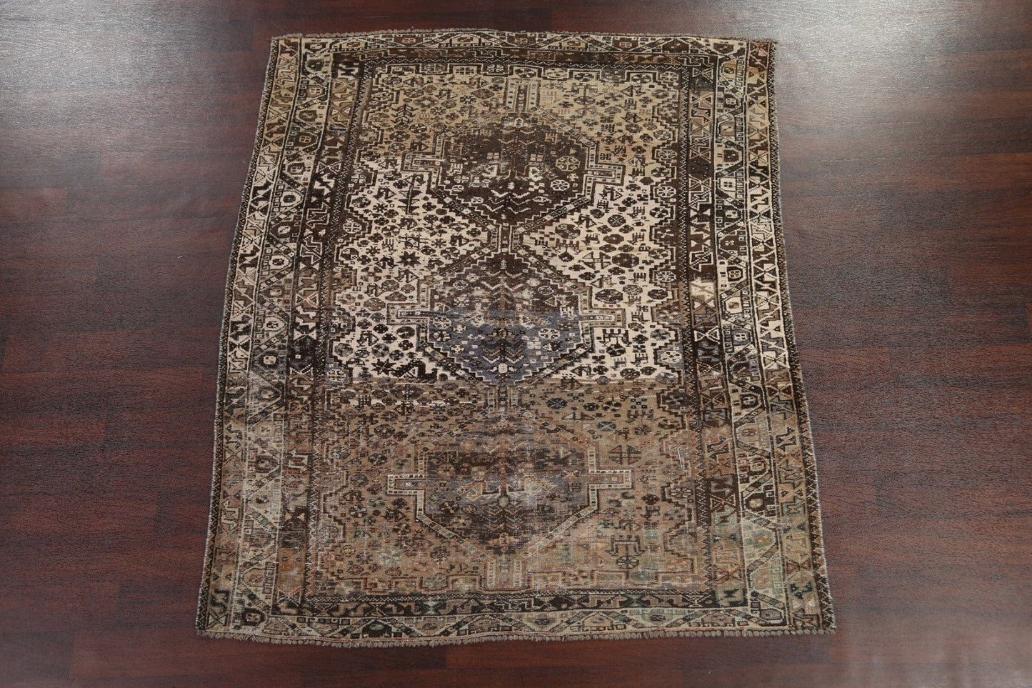 Pre-1900 Antique Shiraz Persian Square Rug 6x6