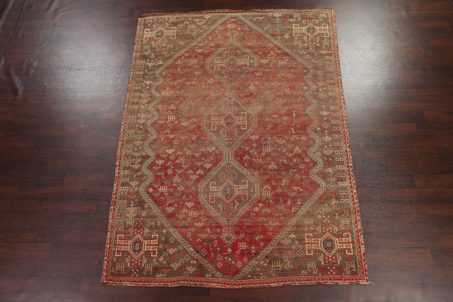 Antique Shiraz Wool Persian Area Rug 7x9