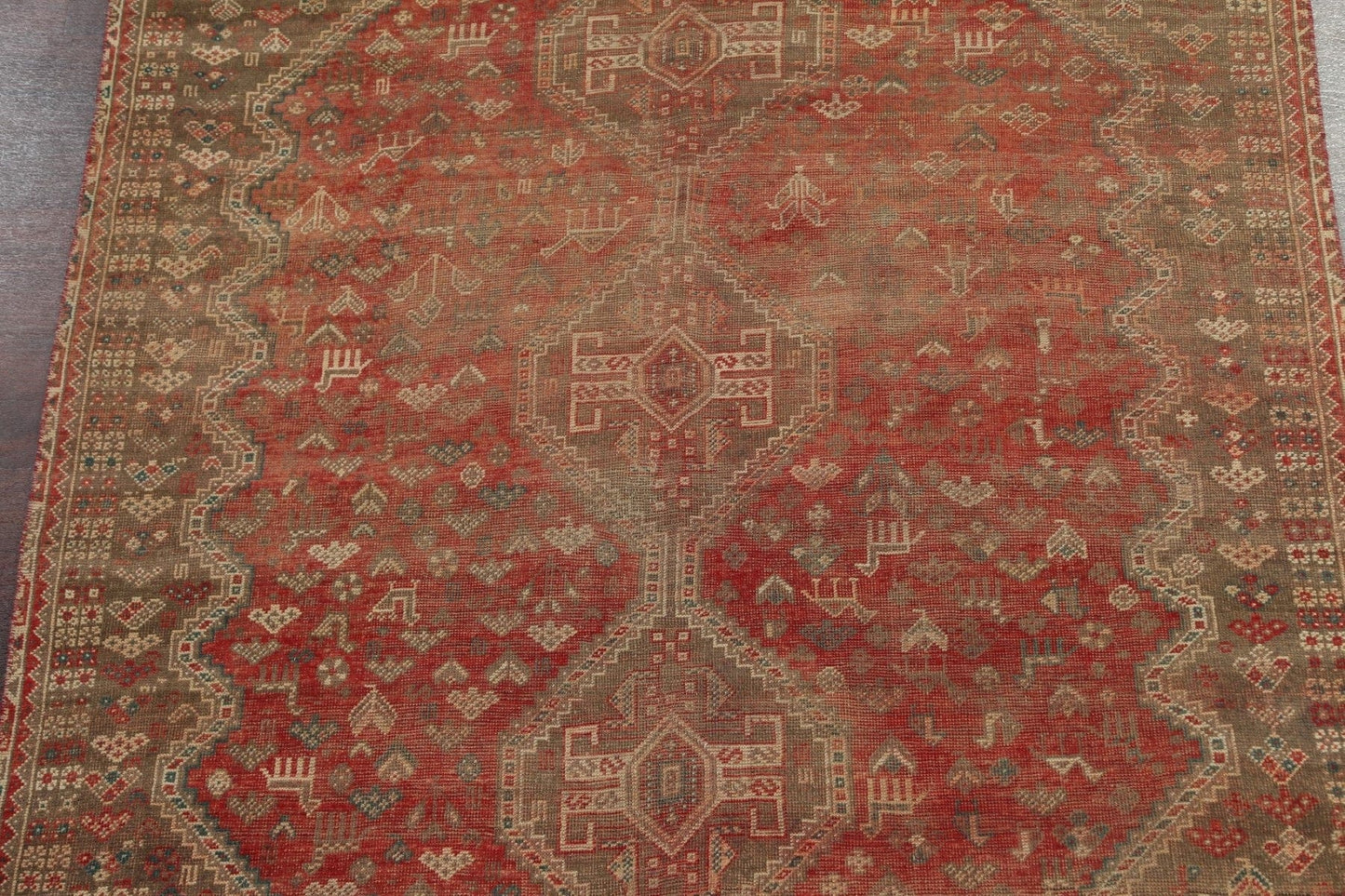 Antique Shiraz Wool Persian Area Rug 7x9