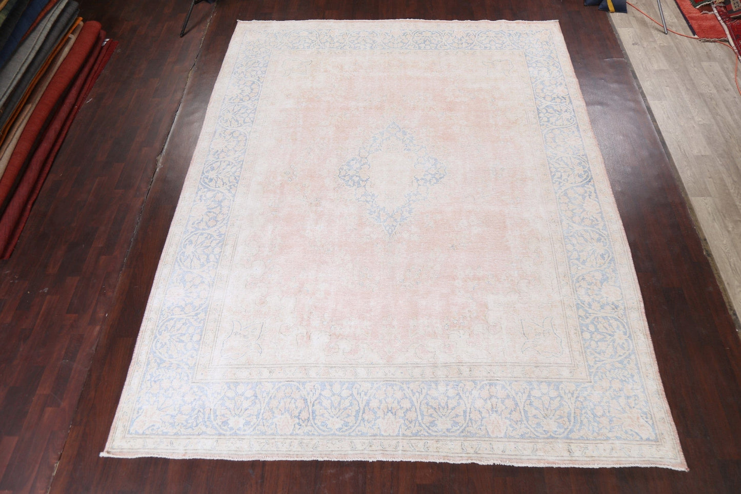 Muted Distressed Kerman Persian Area Rug 10x13