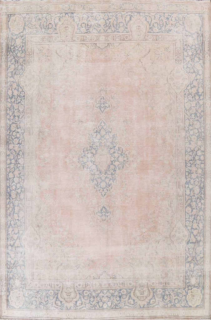 Muted Distressed Kerman Persian Area Rug 10x13