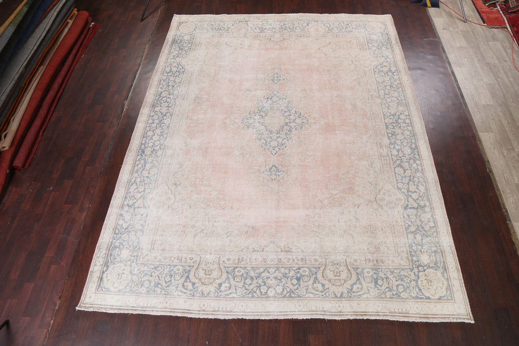 Muted Distressed Kerman Persian Area Rug 10x13