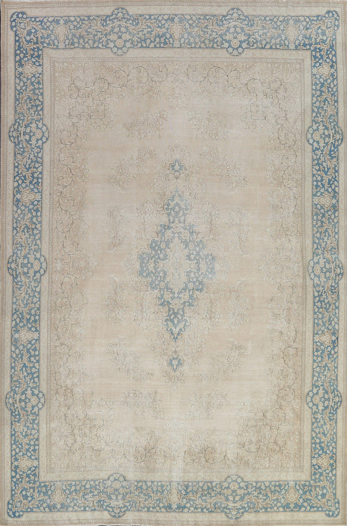 Muted Distressed Kerman Persian Area Rug 10x13