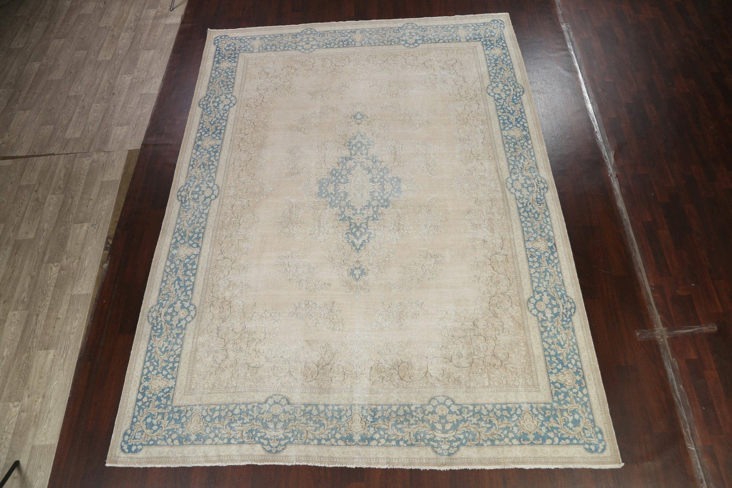 Muted Distressed Kerman Persian Area Rug 10x13