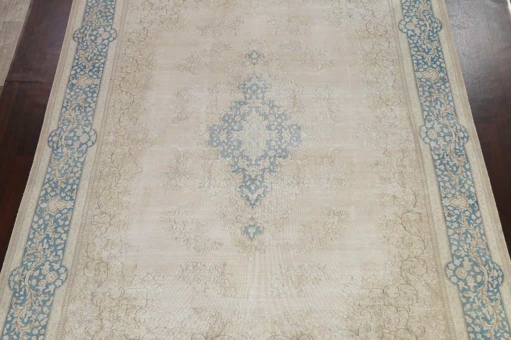 Muted Distressed Kerman Persian Area Rug 10x13