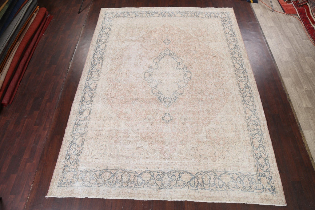 Muted Distressed Kerman Persian Area Rug 10x13