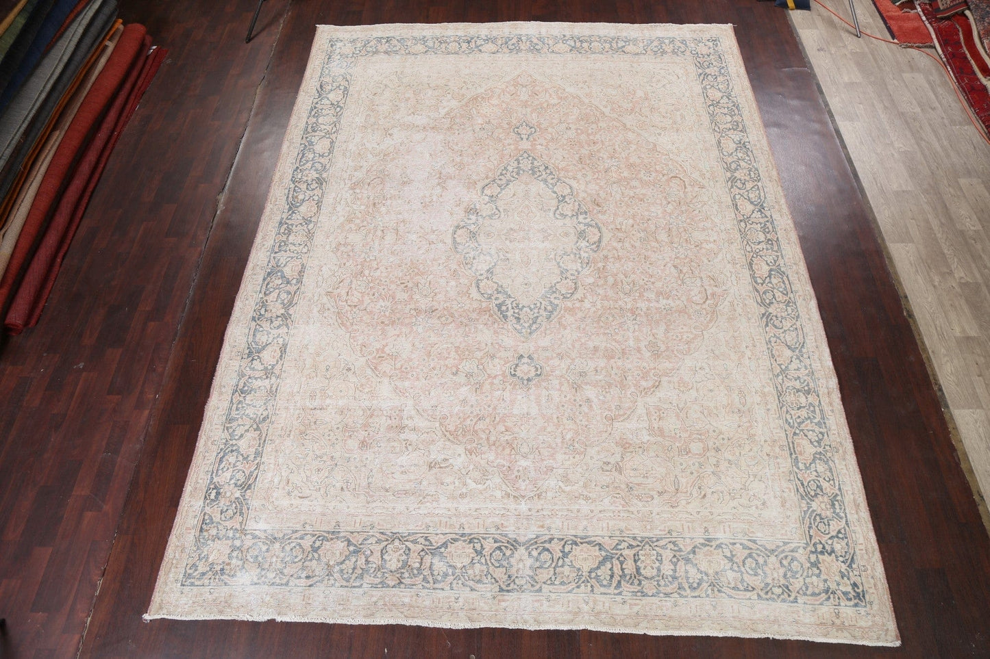 Muted Distressed Kerman Persian Area Rug 10x13