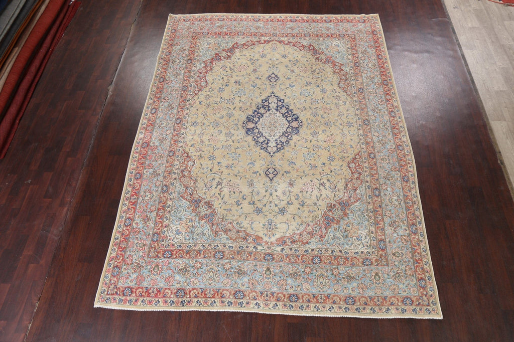 Muted Distressed Kerman Persian Area Rug 8x11