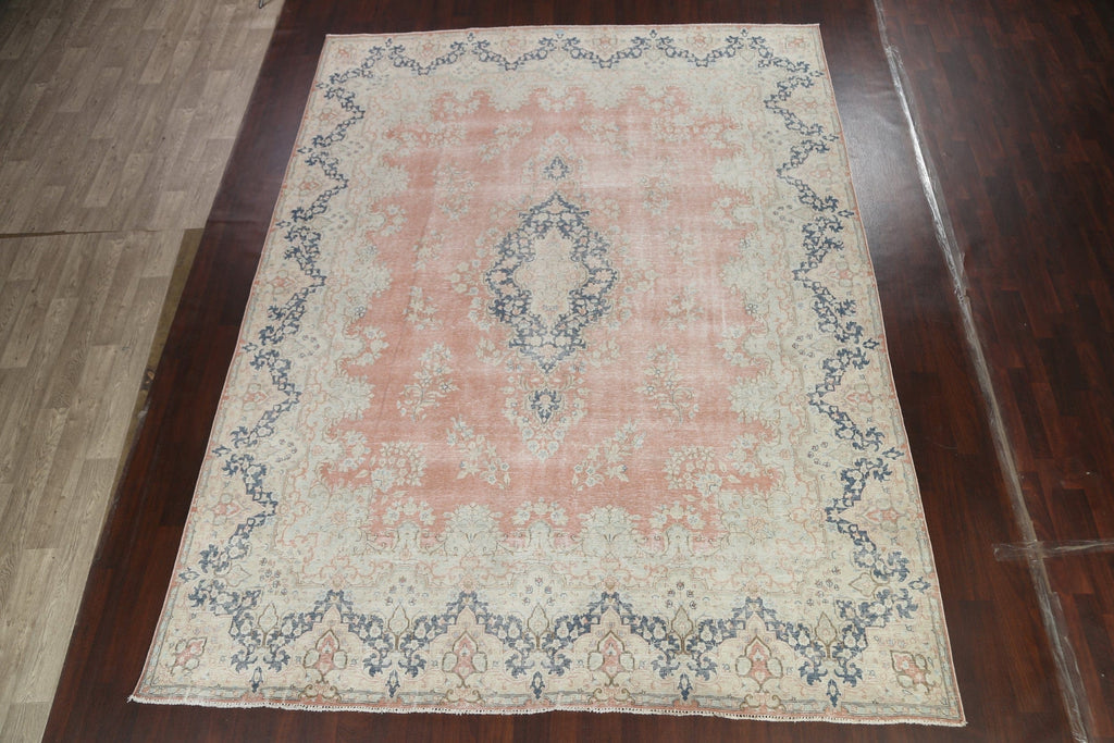 Muted Distressed Kerman Persian Area Rug 10x13