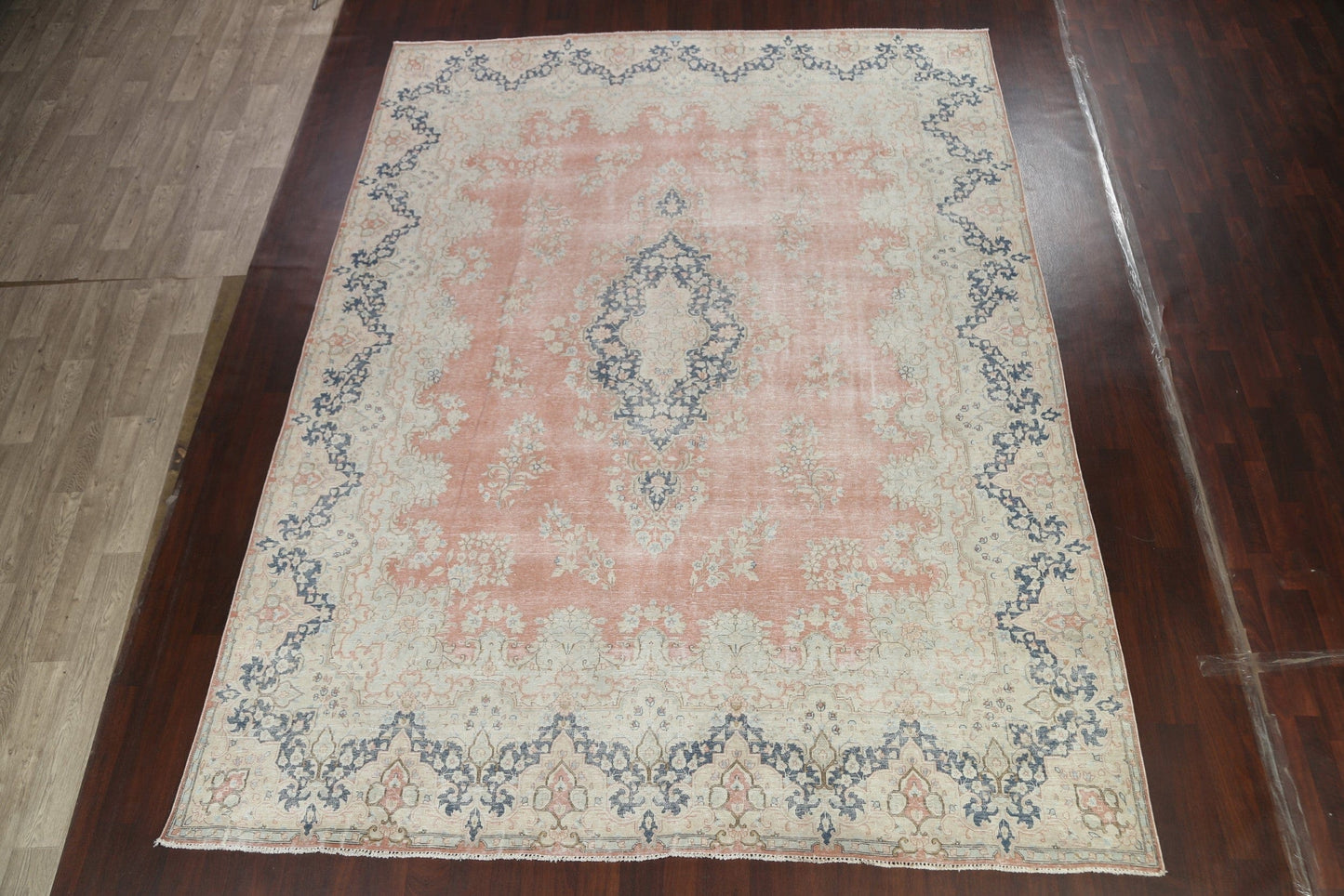 Muted Distressed Kerman Persian Area Rug 10x13