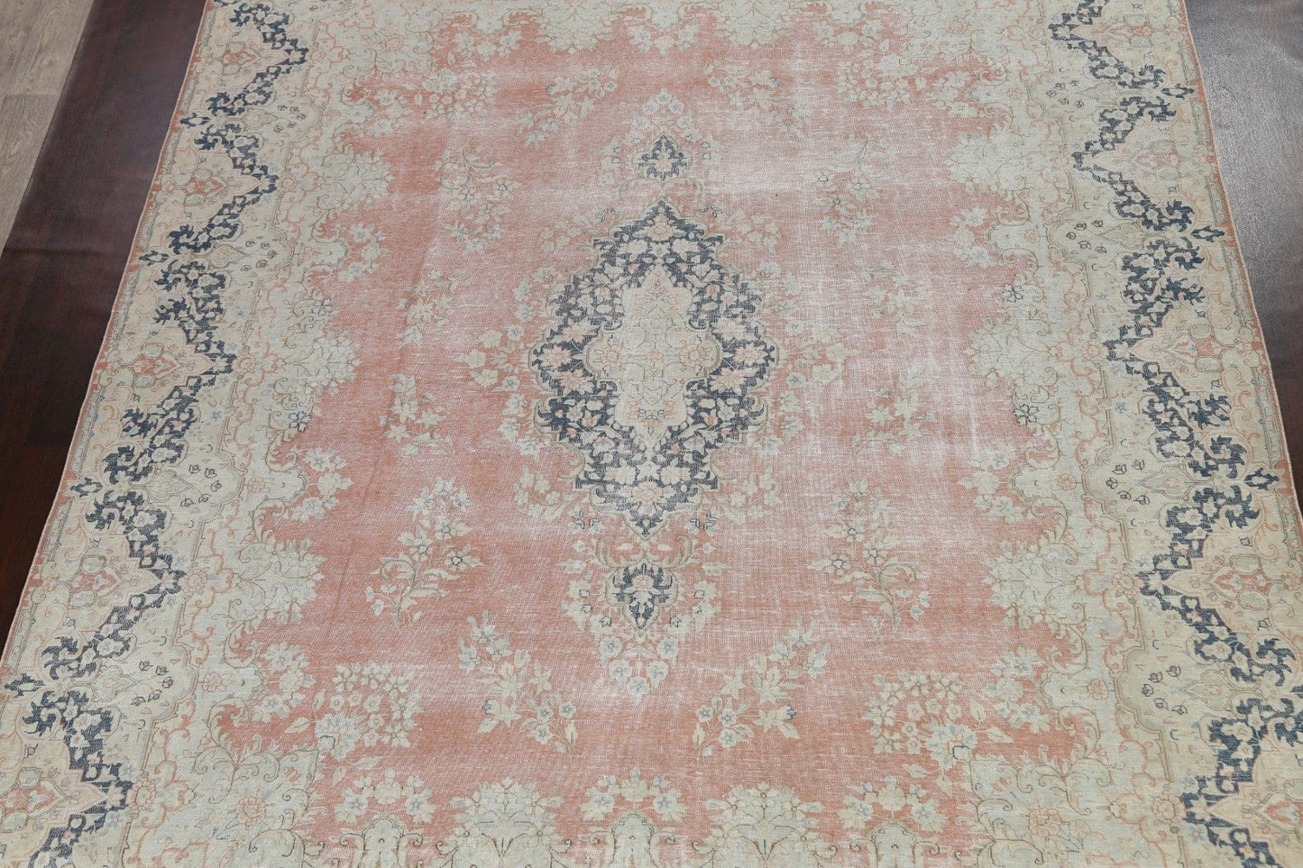 Muted Distressed Kerman Persian Area Rug 10x13