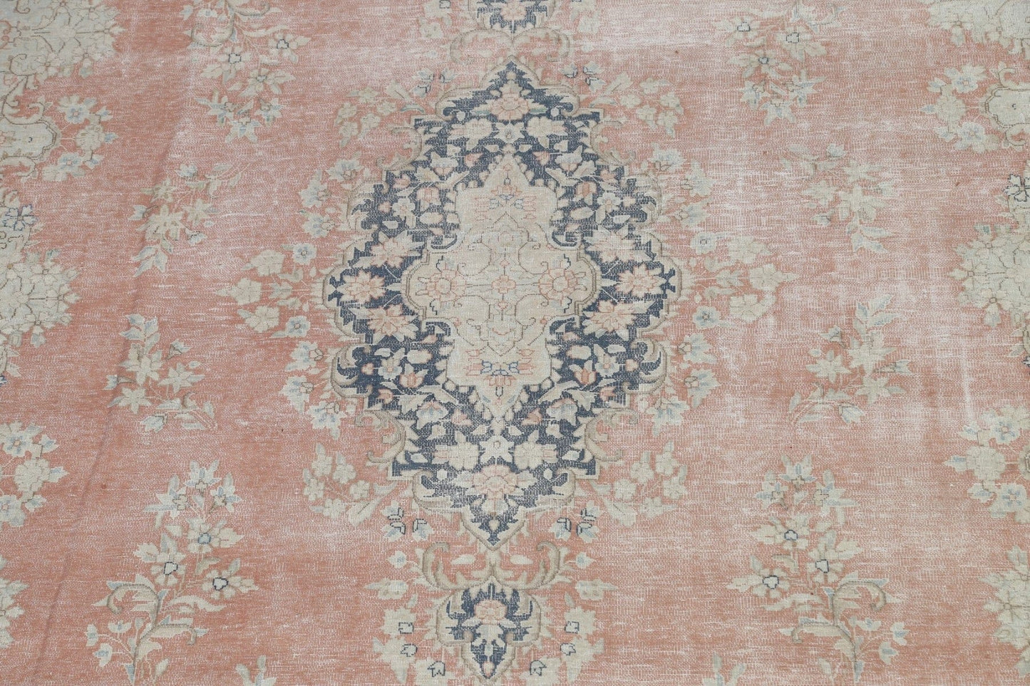 Muted Distressed Kerman Persian Area Rug 10x13