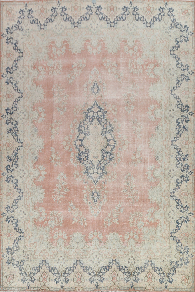 Muted Distressed Kerman Persian Area Rug 10x13