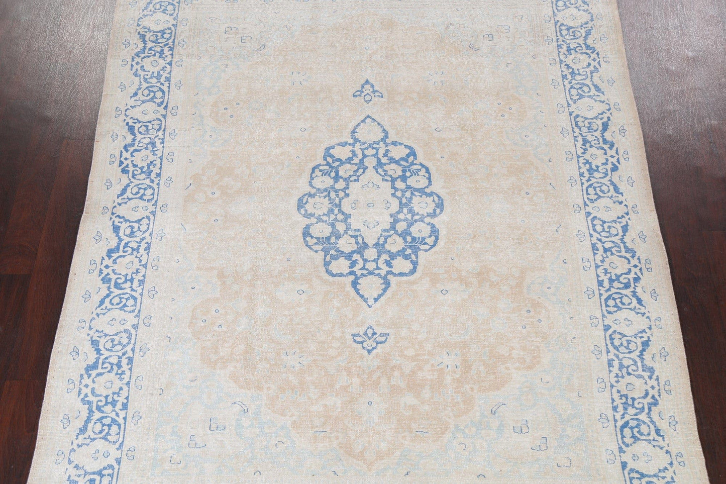 Muted Distressed Kerman Persian Area Rug 7x9