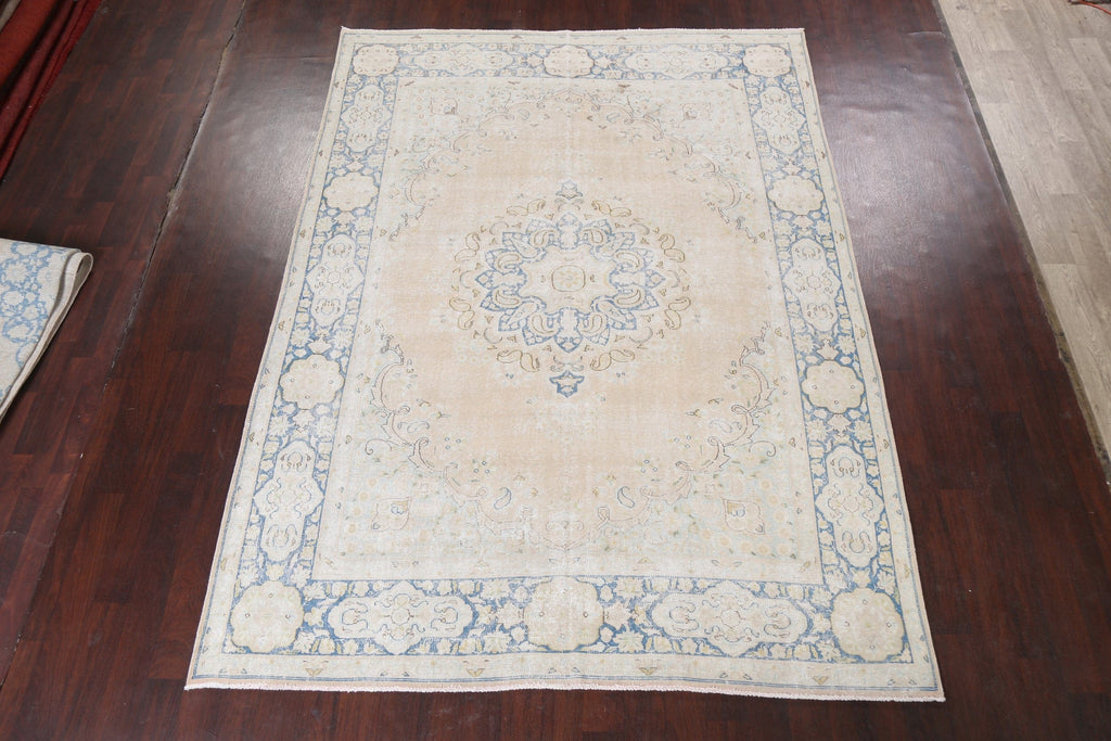 Muted Distressed Kerman Persian Area Rug 8x11