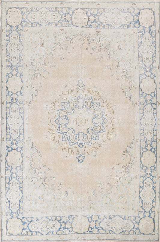 Muted Distressed Kerman Persian Area Rug 8x11