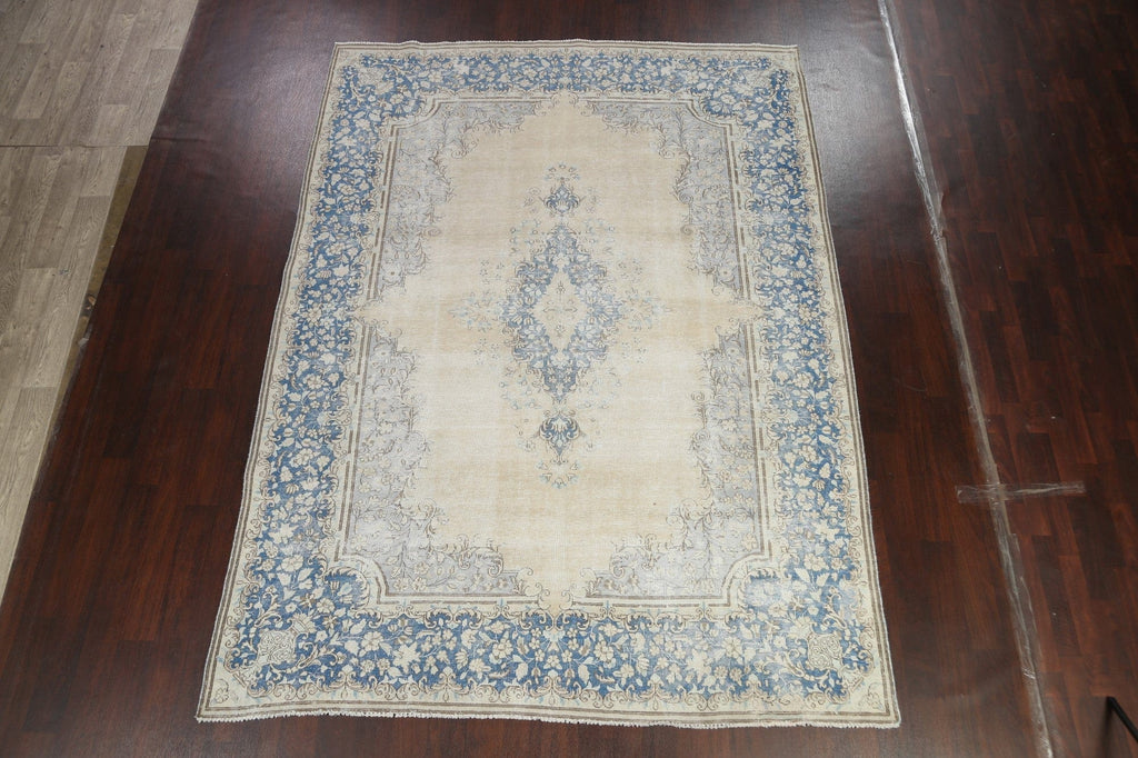 Muted Distressed Kerman Persian Area Rug 8x11