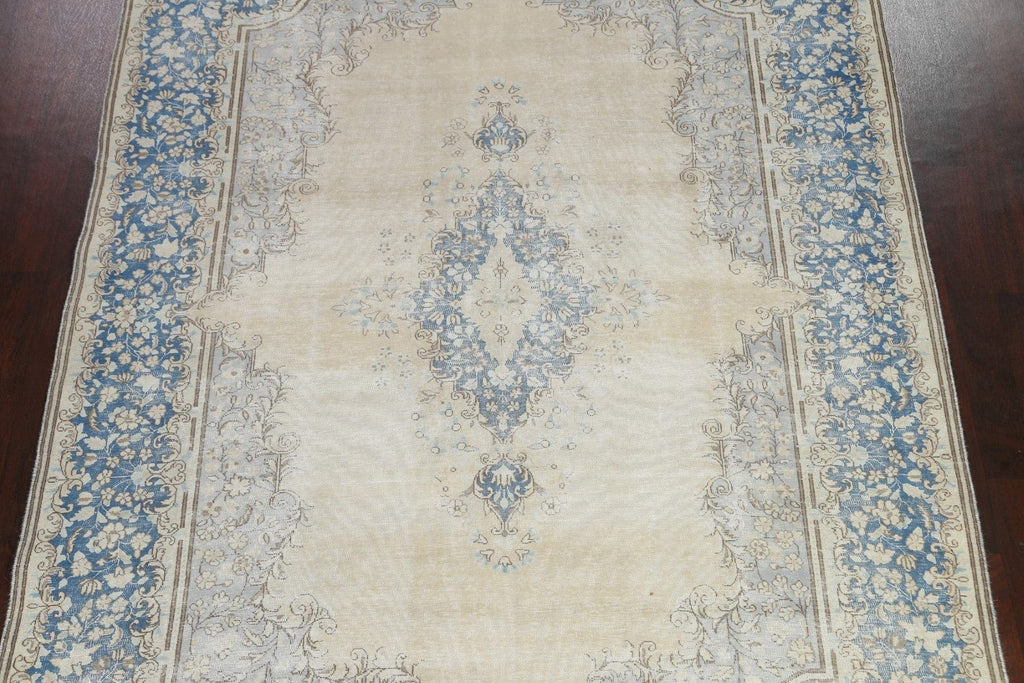 Muted Distressed Kerman Persian Area Rug 8x11