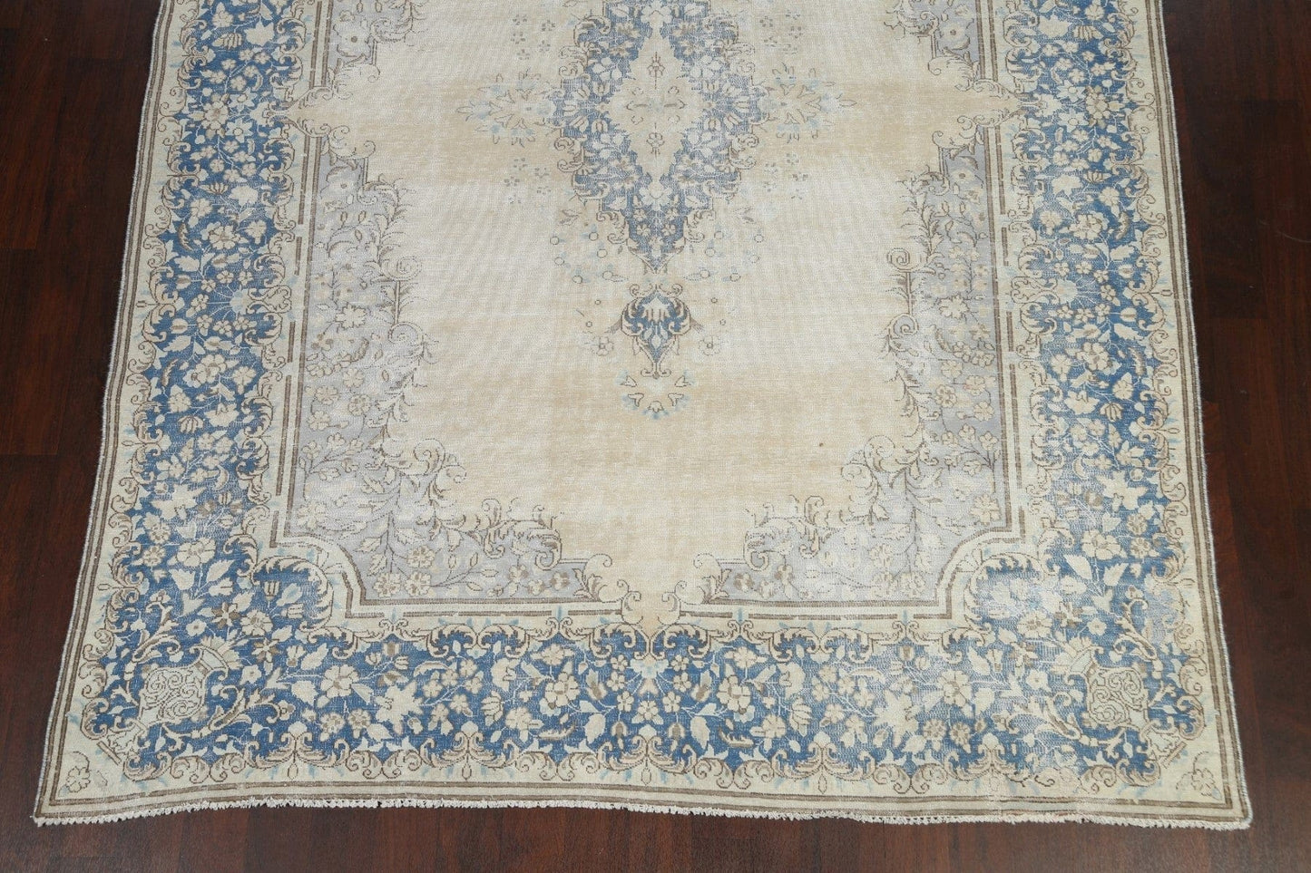 Muted Distressed Kerman Persian Area Rug 8x11