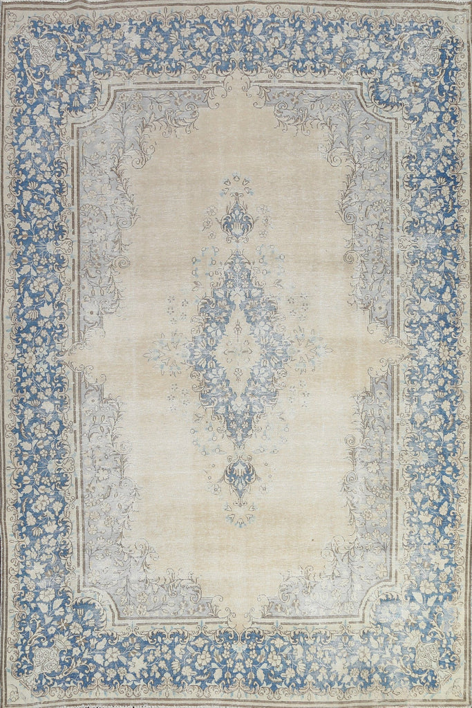 Muted Distressed Kerman Persian Area Rug 8x11