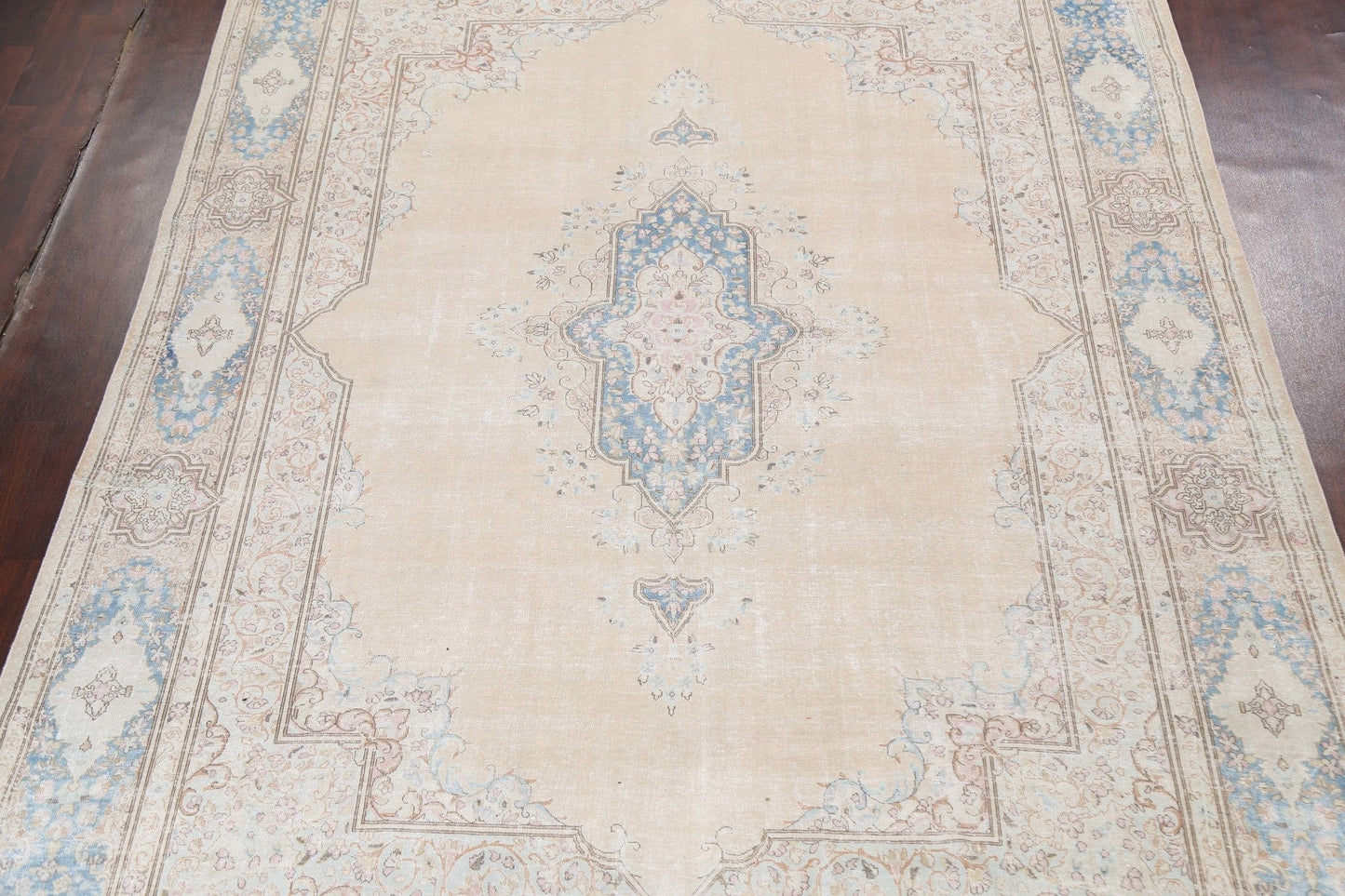 Muted Distressed Kerman Persian Area Rug 9x13