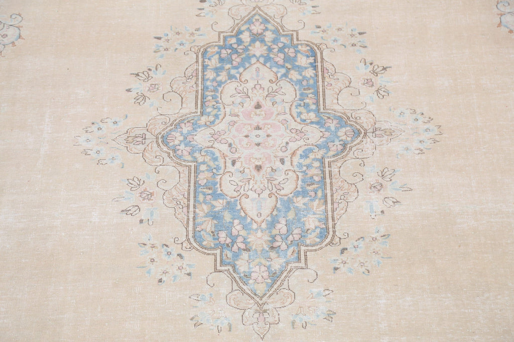 Muted Distressed Kerman Persian Area Rug 9x13