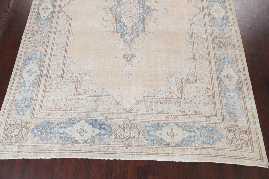 Muted Distressed Kerman Persian Area Rug 9x13