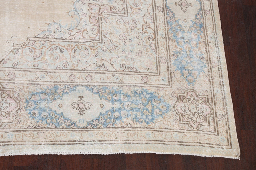 Muted Distressed Kerman Persian Area Rug 9x13