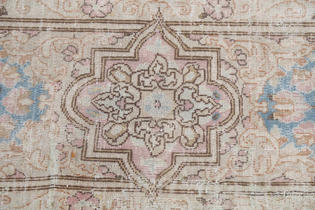 Muted Distressed Kerman Persian Area Rug 9x13