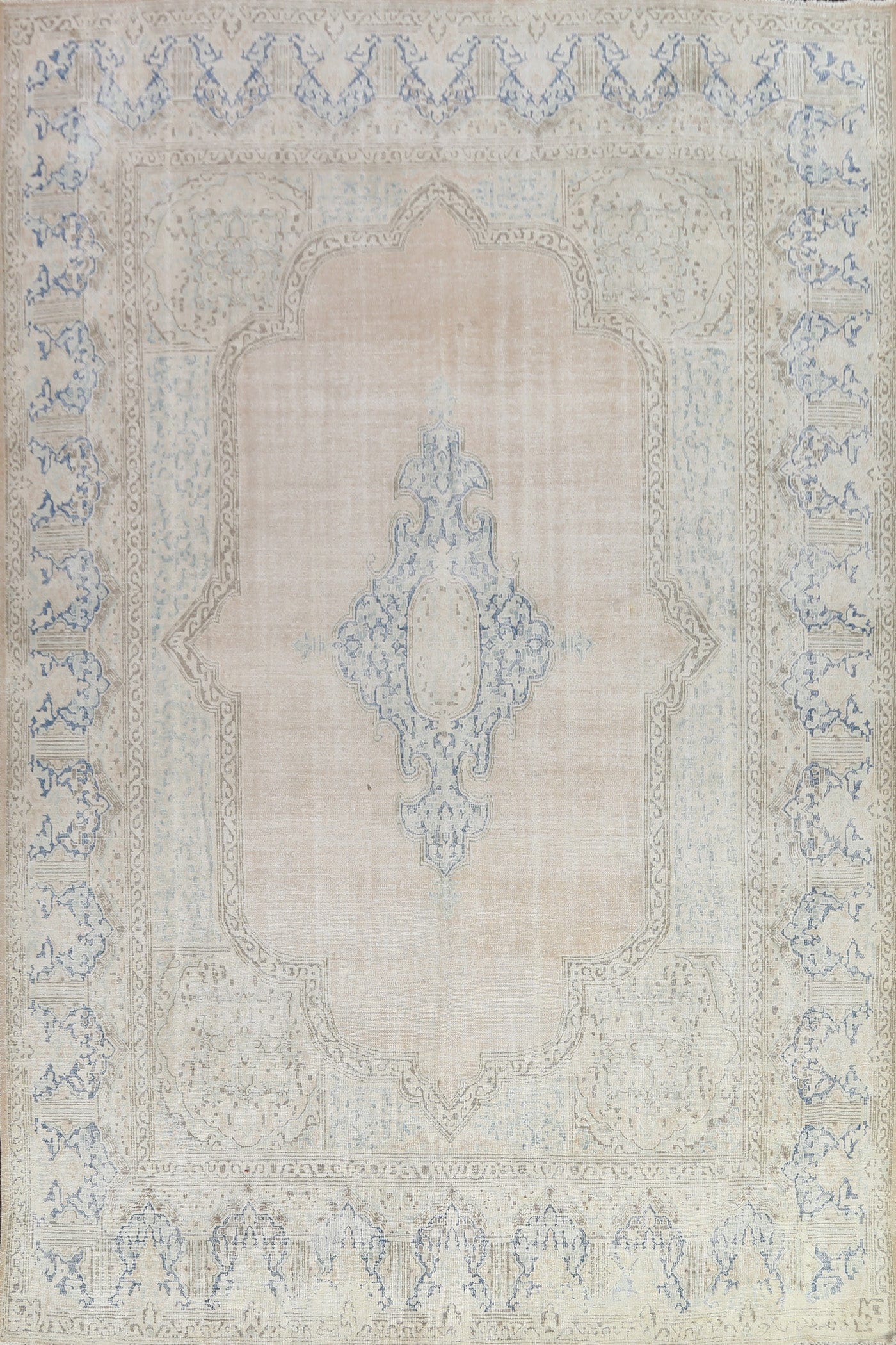 Muted Distressed Kerman Persian Area Rug 10x13