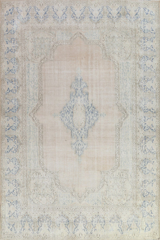 Muted Distressed Kerman Persian Area Rug 10x13