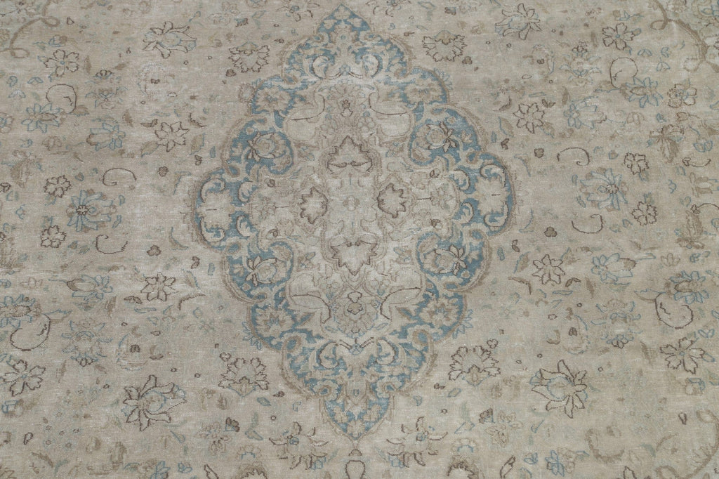 Muted Distressed Kerman Persian Rug 9x14