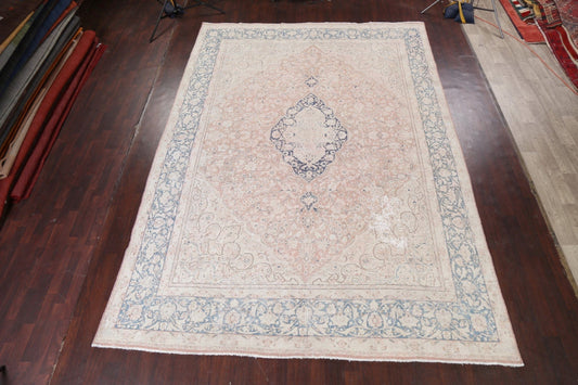 Muted Distressed Kerman Persian Area Rug 10x13