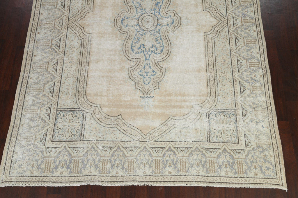 Muted Distressed Kerman Persian Area Rug 8x11