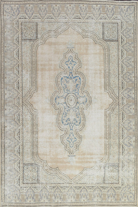 Muted Distressed Kerman Persian Area Rug 8x11