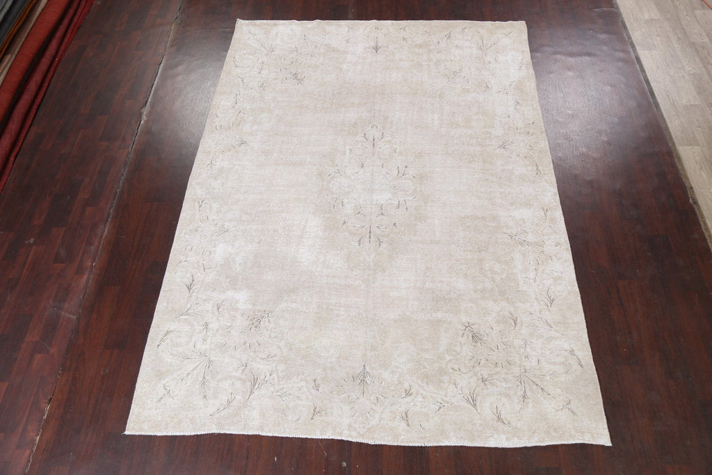 Muted Distressed Kerman Persian Area Rug 8x11