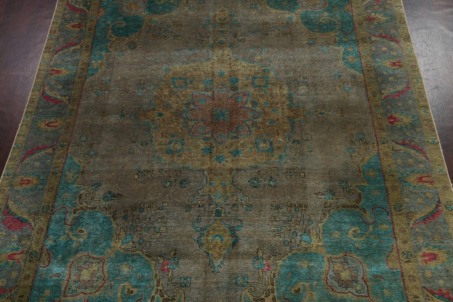 Distressed Over-Dyed Tabriz Persian Area Rug 9x13