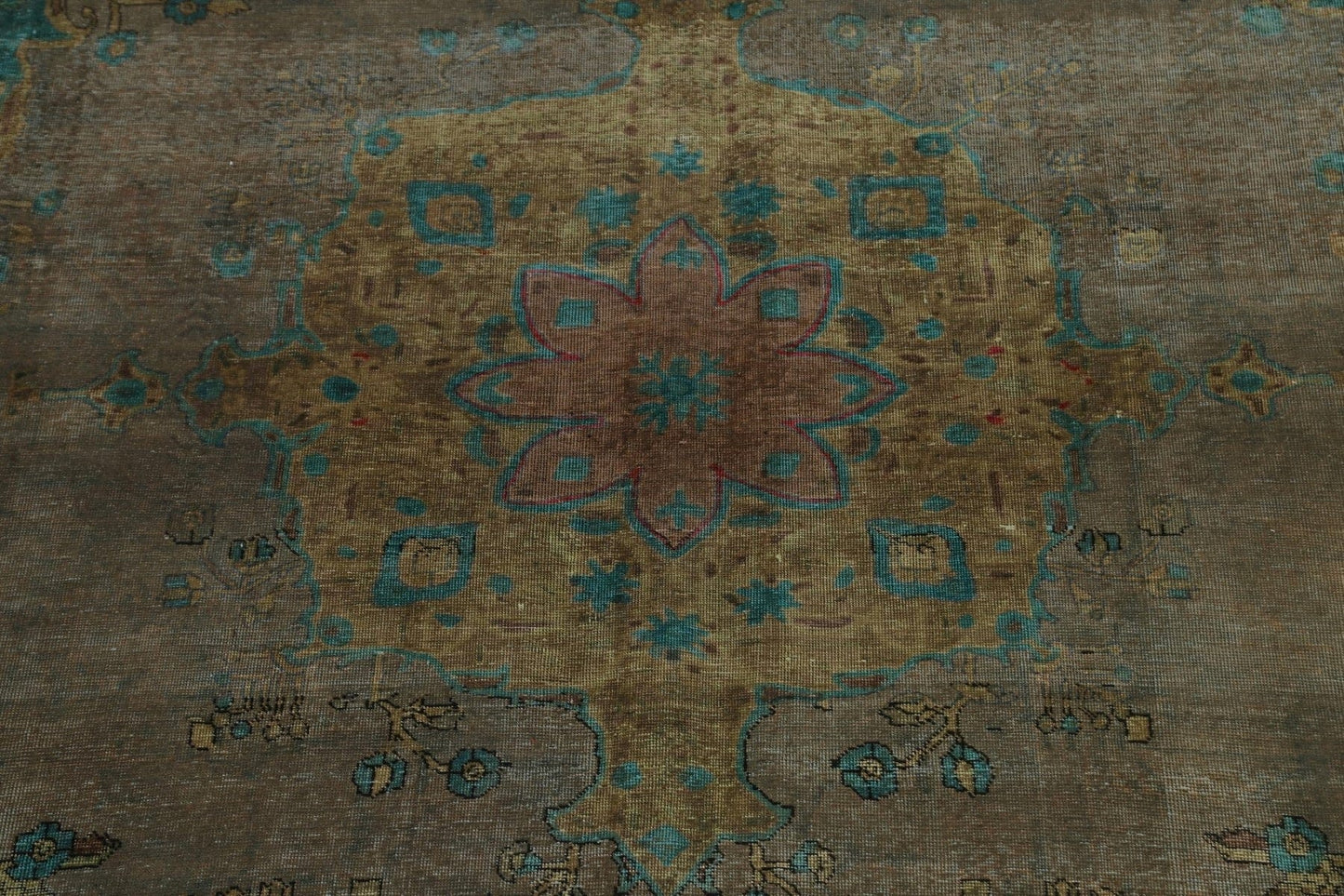 Distressed Over-Dyed Tabriz Persian Area Rug 9x13