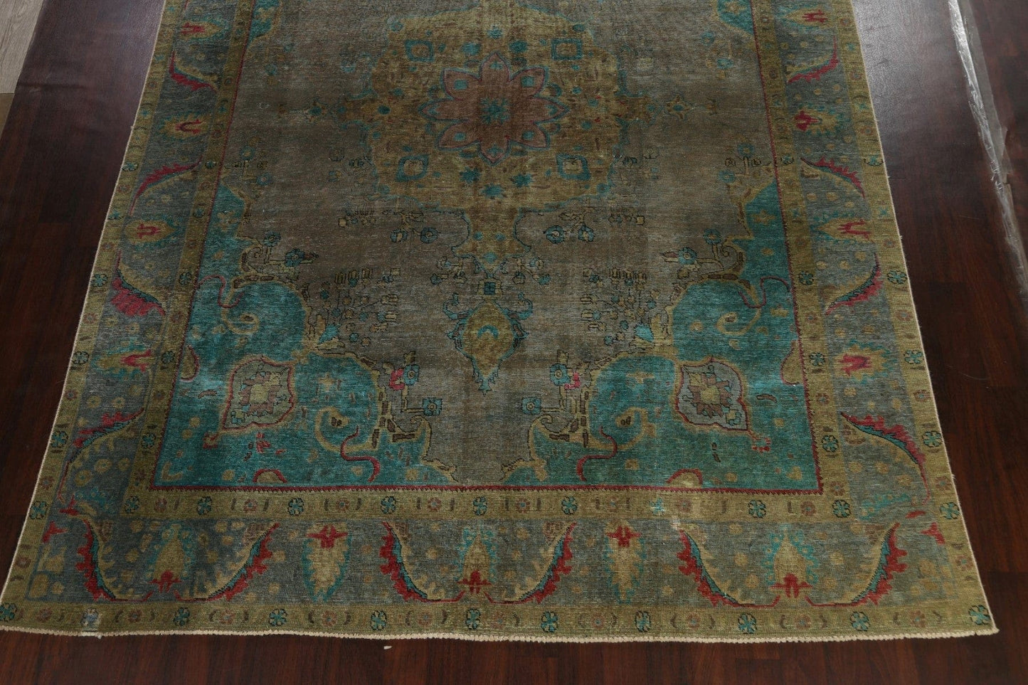 Distressed Over-Dyed Tabriz Persian Area Rug 9x13