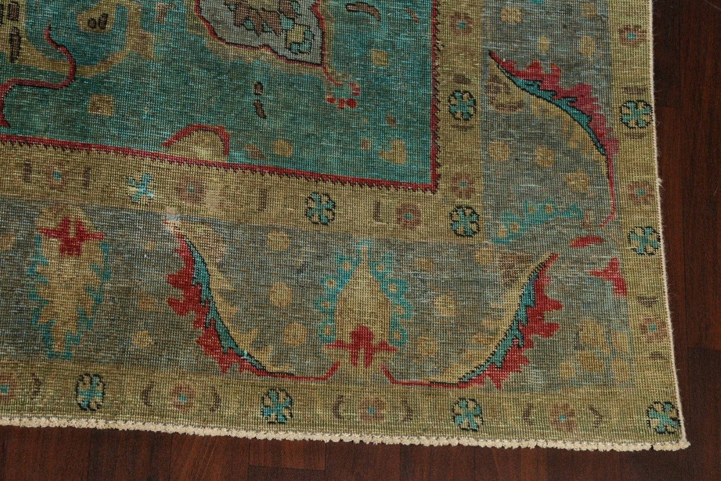 Distressed Over-Dyed Tabriz Persian Area Rug 9x13