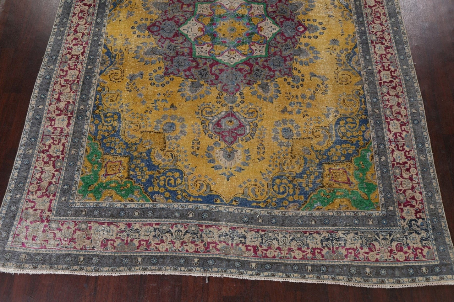 Distressed Over-Dyed Tabriz Persian Area Rug 9x13