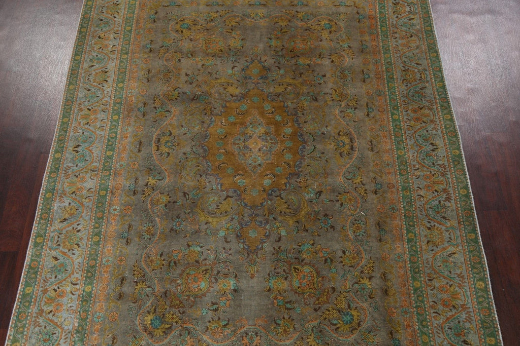 Distressed Over-Dyed Tabriz Persian Area Rug 8x11