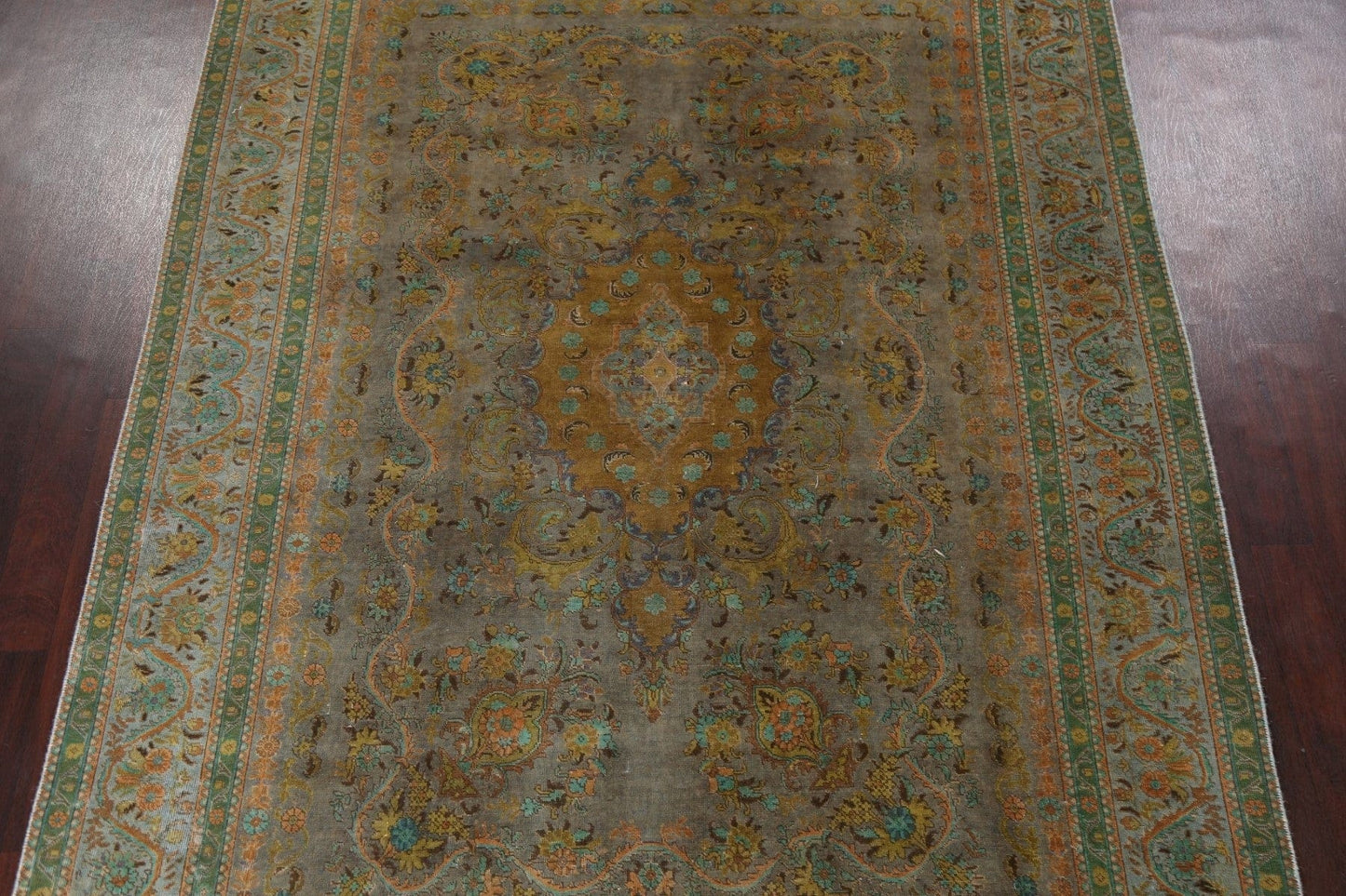 Distressed Over-Dyed Tabriz Persian Area Rug 8x11