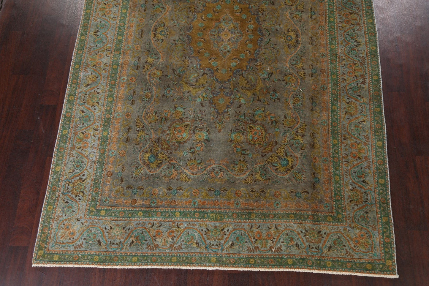 Distressed Over-Dyed Tabriz Persian Area Rug 8x11