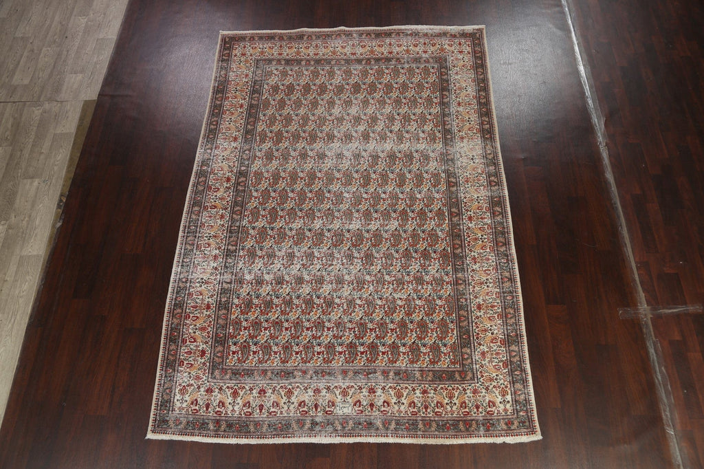 Distressed Kerman Persian Area Rug 7x10