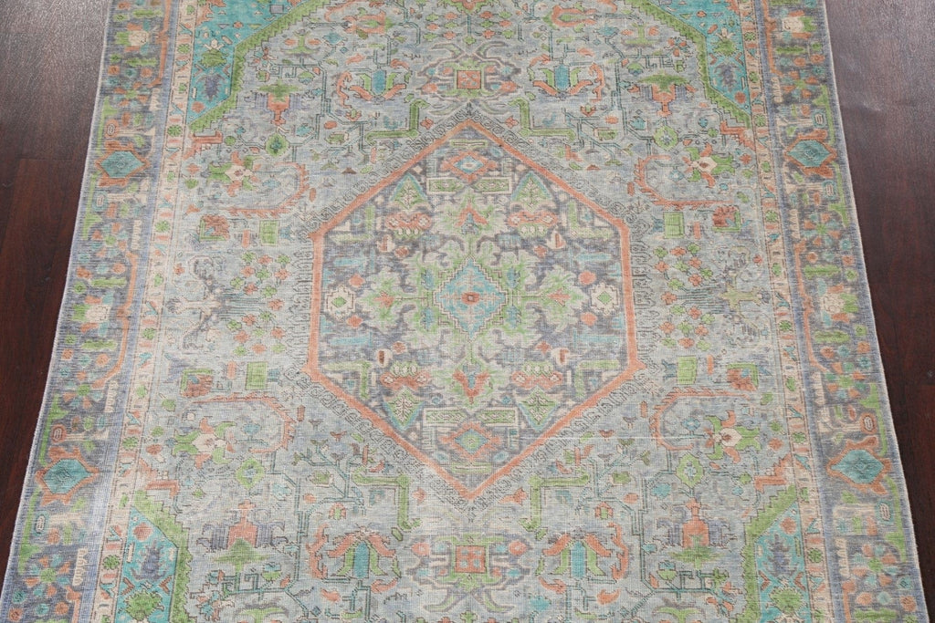 Muted Distressed Tabriz Persian Area Rug 6x9